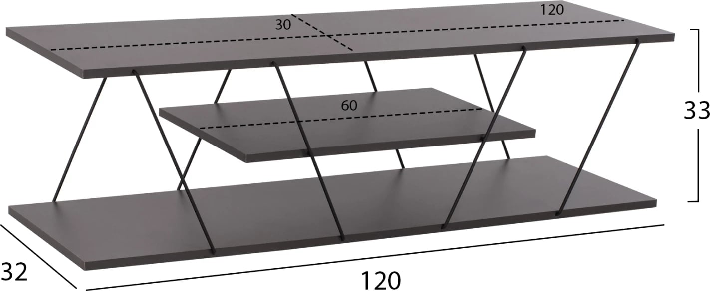 Mbajtëse TV TARS FH8922.20 melaminë gri 120x32x33H cm