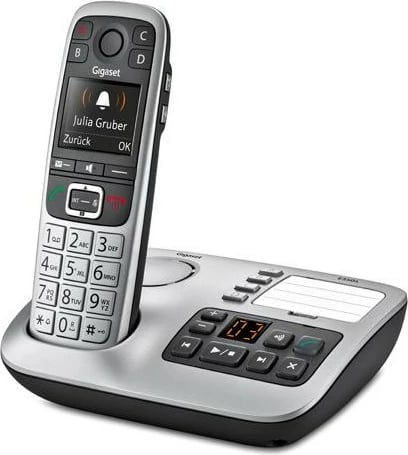 Telefon Gigaset E560A, DECT, pa tela, 200 kontakte, ID thirrësit, i zi, argjendtë