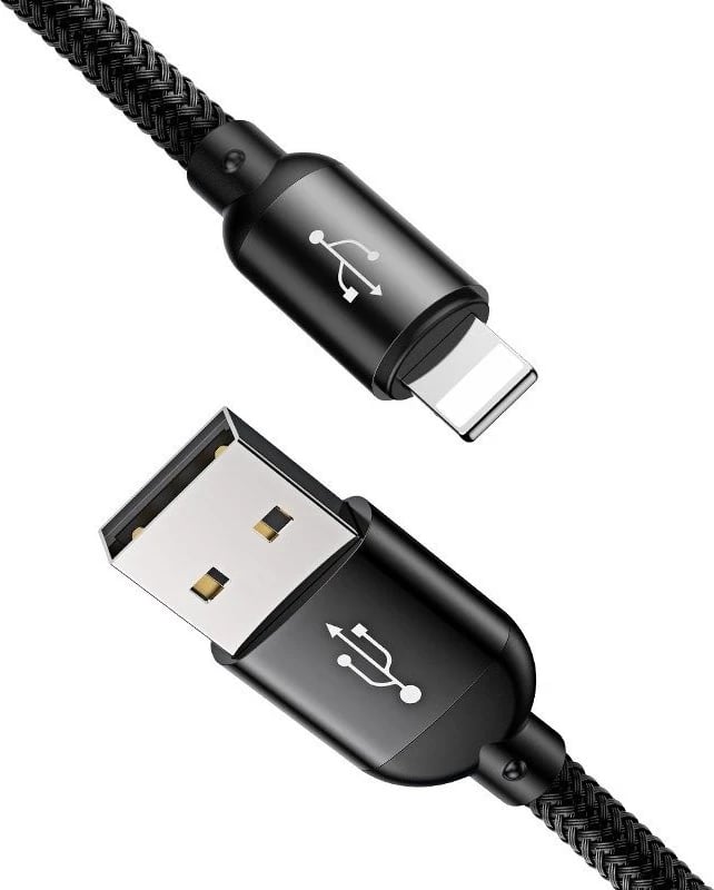 Kabllo Baseus 3w1 USB-A - USB-C / Lightning / microUSB, 0.3m, e zezë