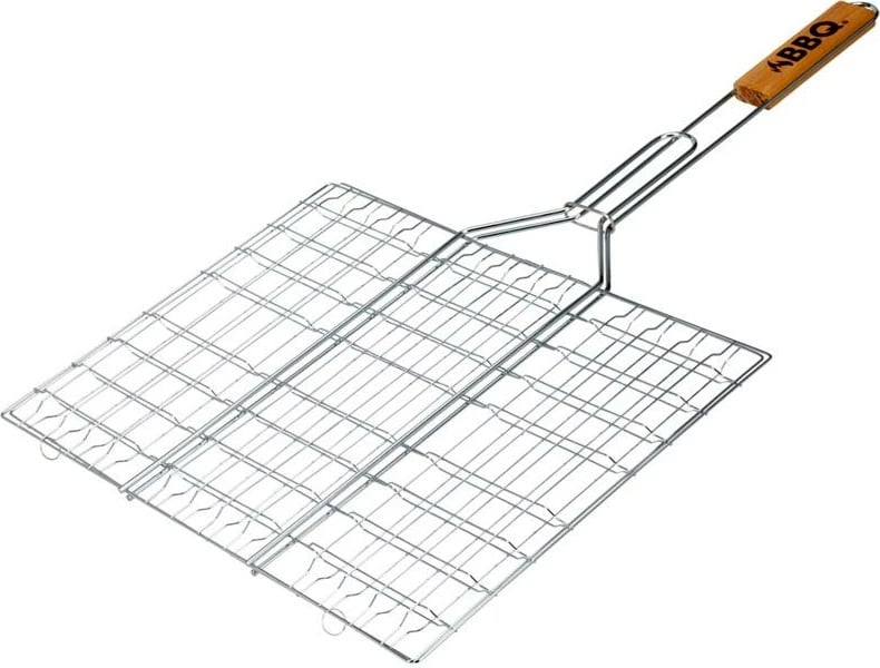 Grillë metalike KOOPMAN me dorezë druri, 40x30x66cm