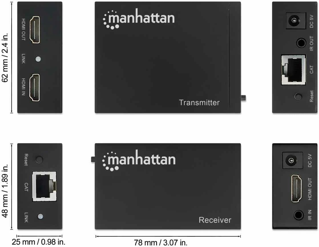 Extender Kit 1080p HDMI-Ethernet, Manhattan 207461