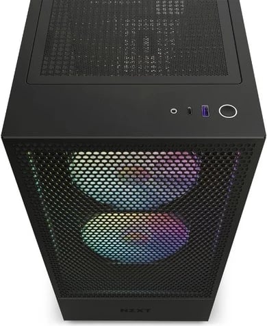 Kasë NZXT H5 Flow RGB, Midi Tower, pa furnizim, 1 x USB 3.1, 1 x USB-C 3.1, audio, e zezë