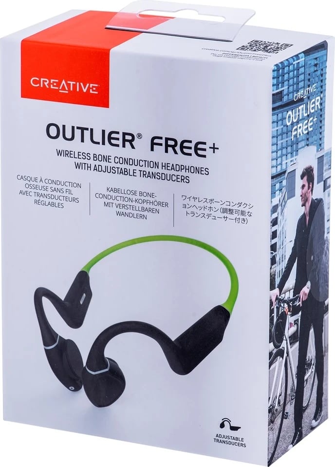 Kufje me konduksion kockor CREATIVE OUTLIER FREE+ wireless, të papërshkueshme nga uji Jeshile të Lehta