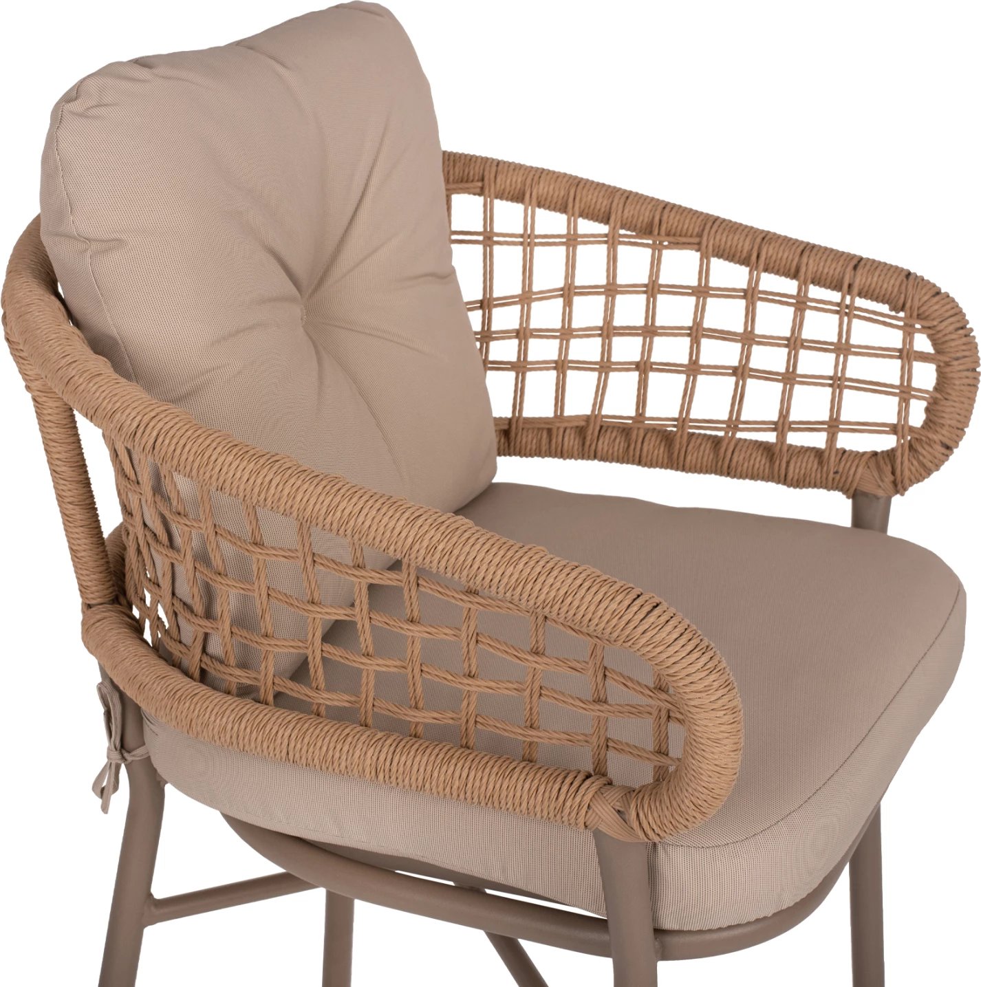 Karrige alumini mocha profesionale rattan & jastëkë bezhë FH5863.02 60x56x84 cm.