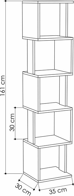 Bibliotekë kolonë Piri pakoworld, ngjyrë lisi, 35x30x161cm