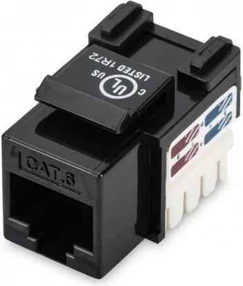 Keystone jack Cat-6 , prizë RJ45 250 MHz 1GBase-T AWG 26-22, montim pa vegla, e zezë