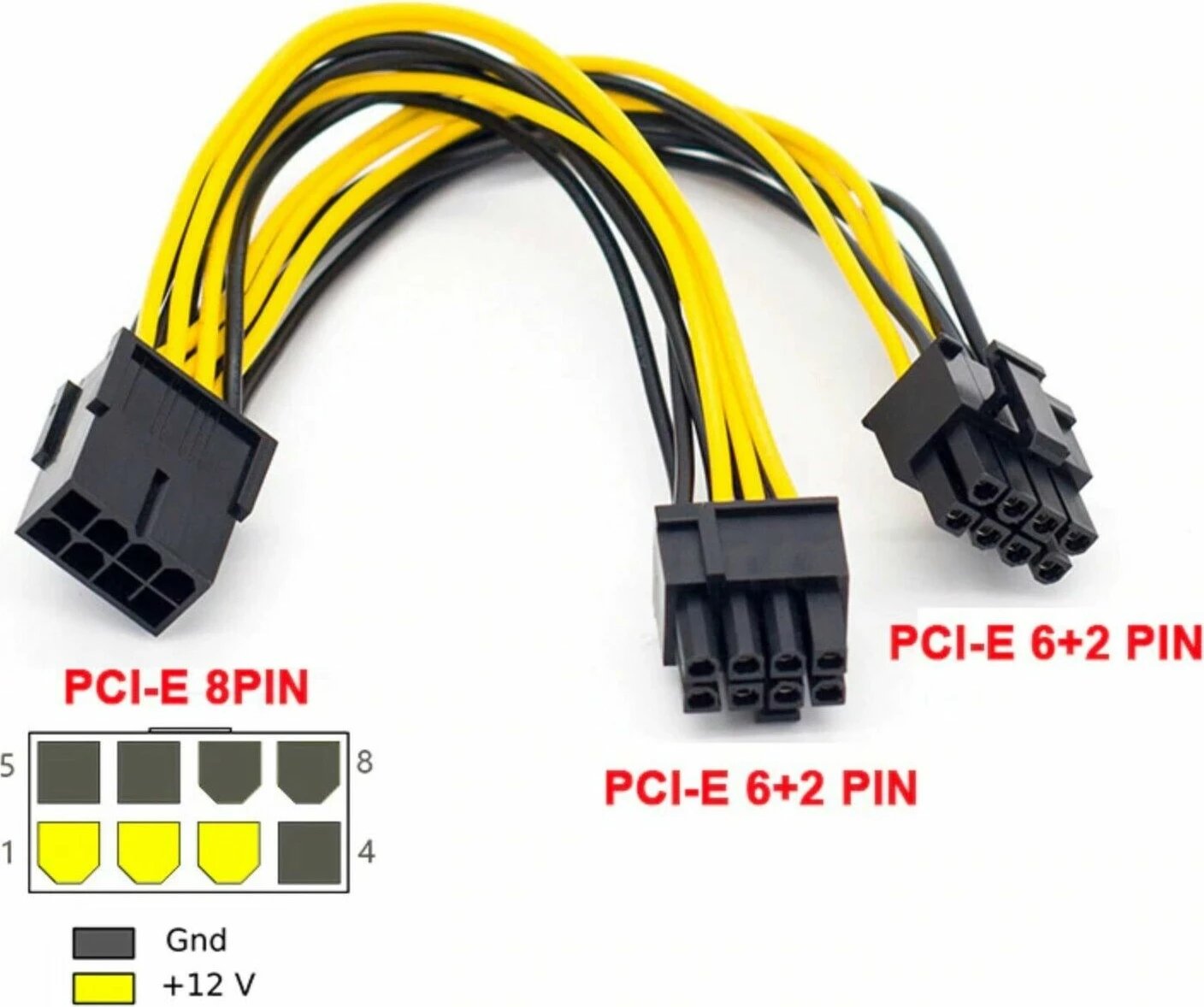 Kabllo 8 Pin - 6+2 Pin Graphic Card Power Cable