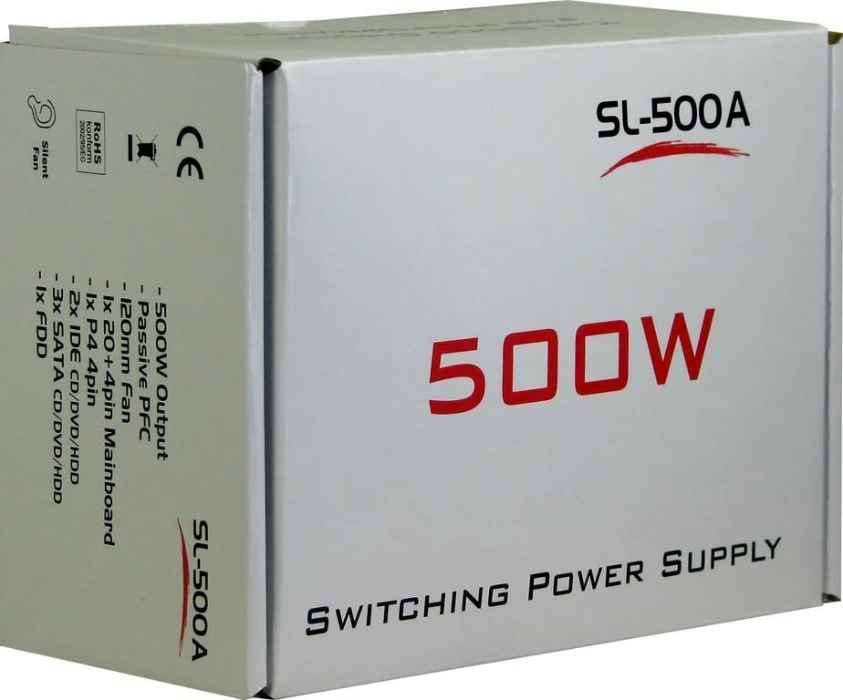 Kasë Inter-Tech SL-500A, 500 W, 230 V, 60 Hz, e zezë