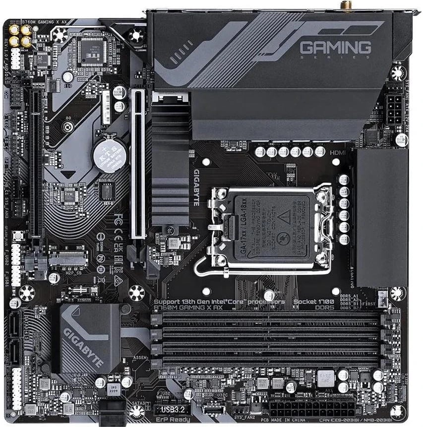 Pllakë amë Gigabyte B760M GAMING X AX, Socket 1700, DDR5, micro-ATX, e zezë