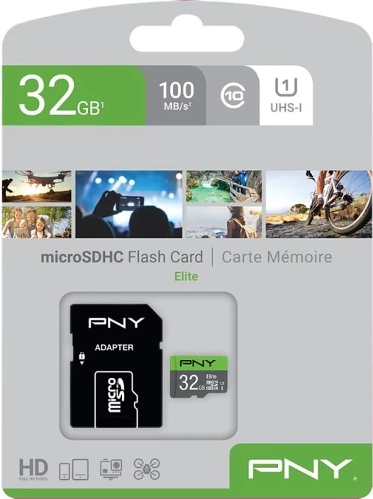 Kartelë memorie PNY Elite microSDHC 32GB + Adapter SD