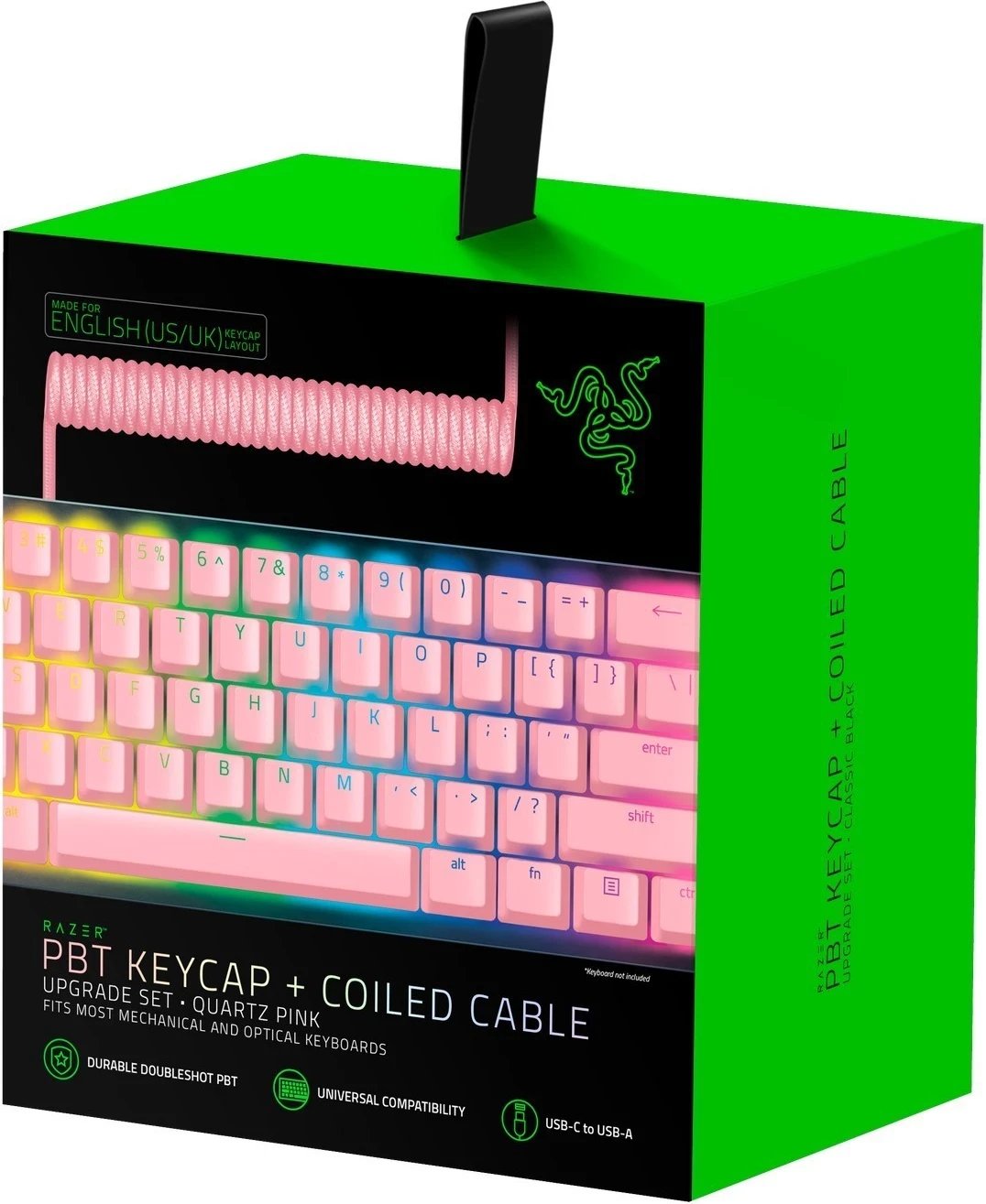 Set i tasteve Razer PBT Keycap + Kabllo, 120 taste, rozë