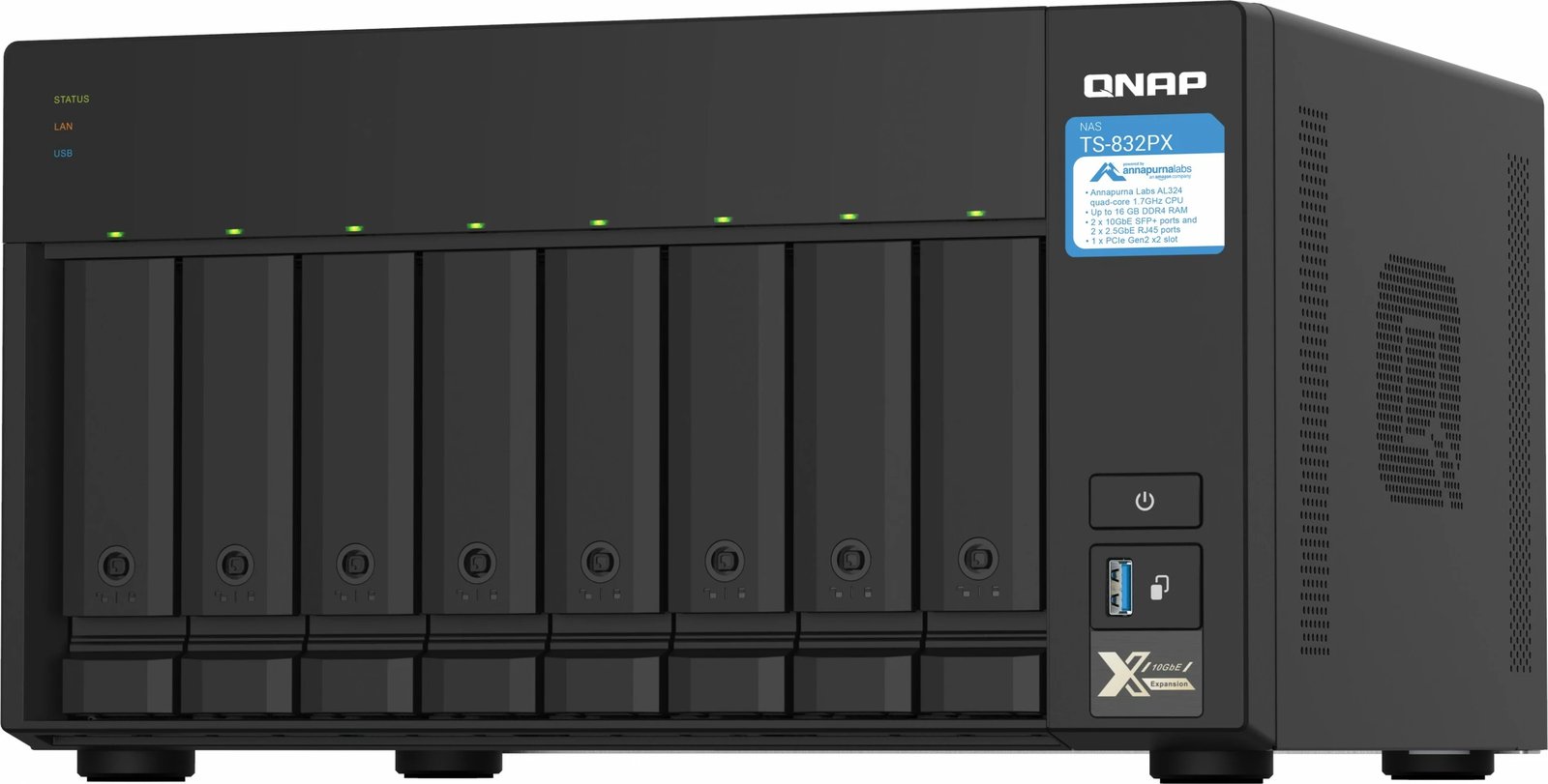 NAS QNAP TS-832PX, Tower, 4 GB, DDR4