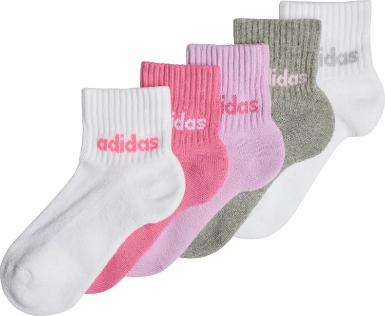 Çorape për fëmijë adidas, të bardha, rozë dhe gri