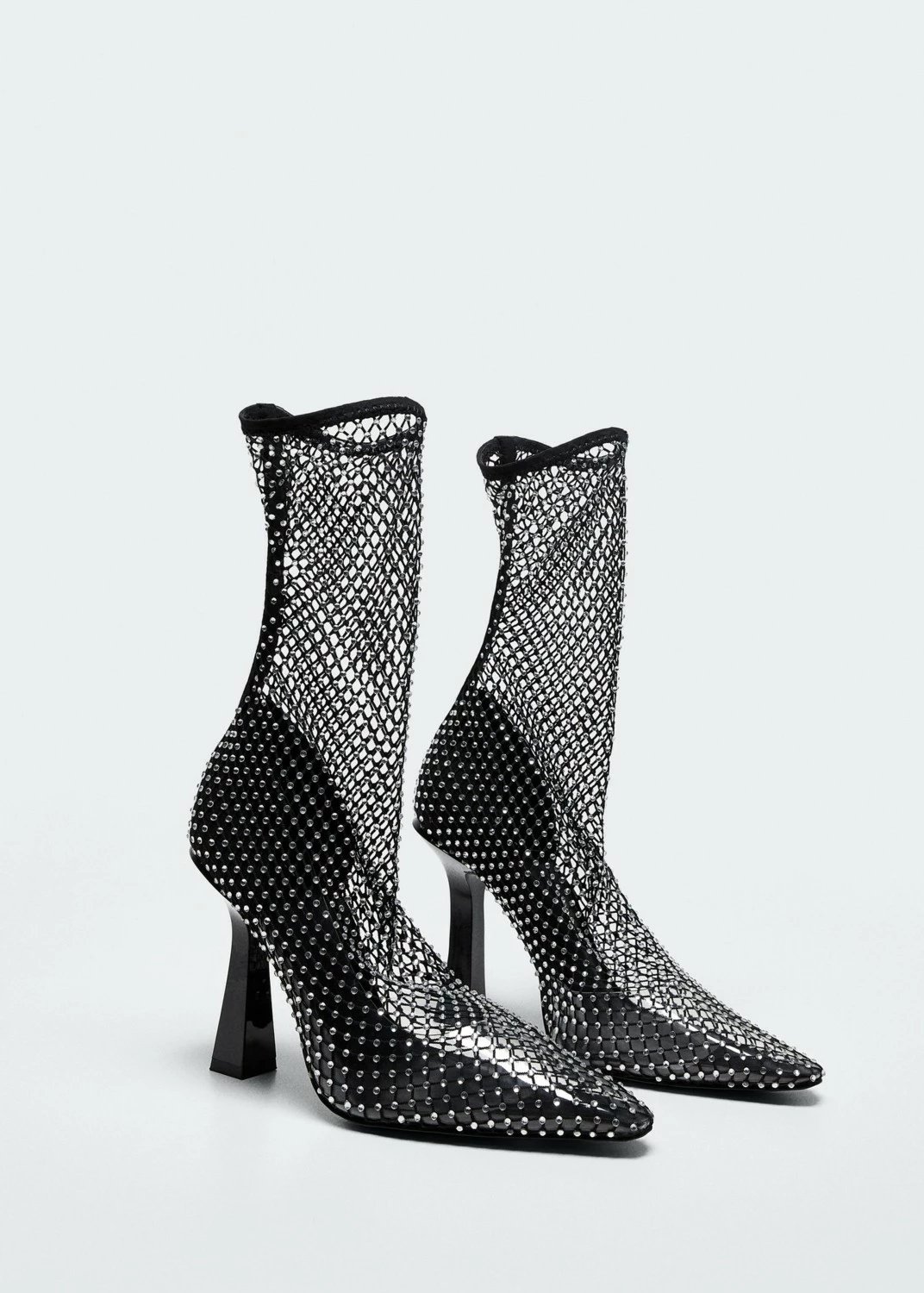 Çizme Mango Fishnet Heel, argjendta