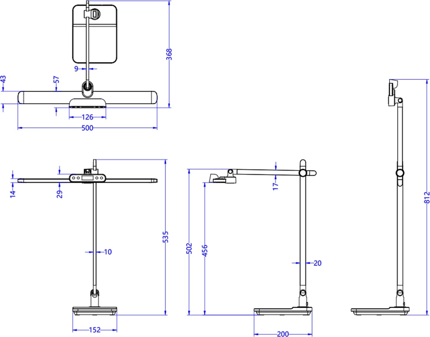 Llambë tavoline LED profesionale BLAIN PRO FH4447.07 bazë ABS dhe krahë alumini ngjyrë hiri 36,8x81Hcm