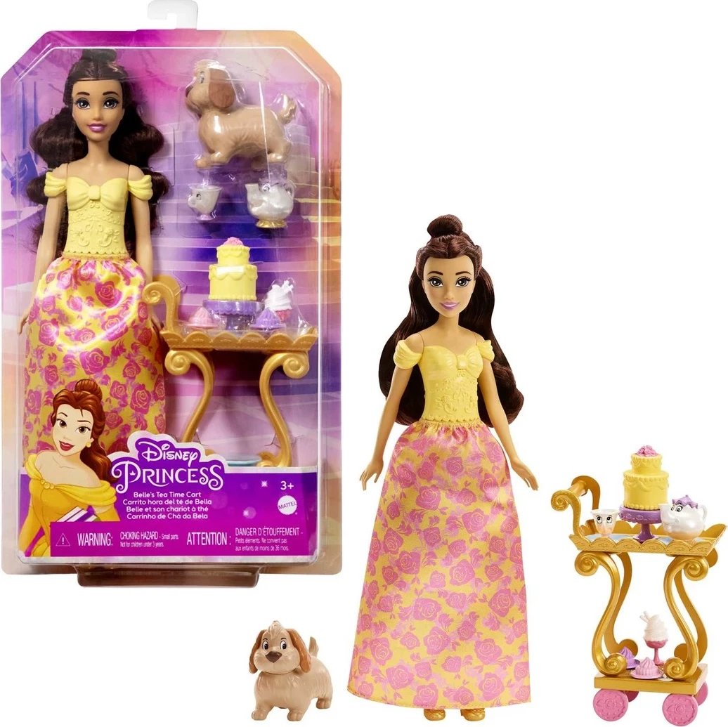 Set lodrash Mattel Disney Princess Belle, HLW20, me karrocë çaji