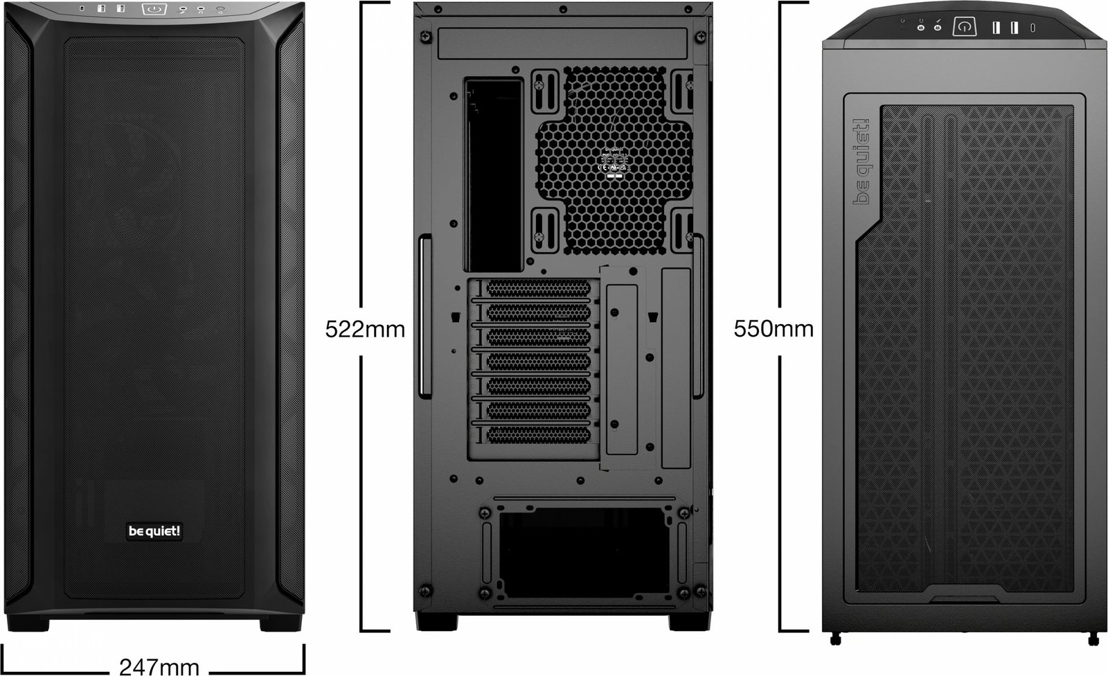 Kasë Be Quiet! Shadow Base 800, Midi Tower, PC, ATX, EATX, micro ATX, Mini-ITX, e zezë