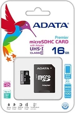Kartë Kujtese ADATA Premier microSDHC 16GB Class 10 me adapter