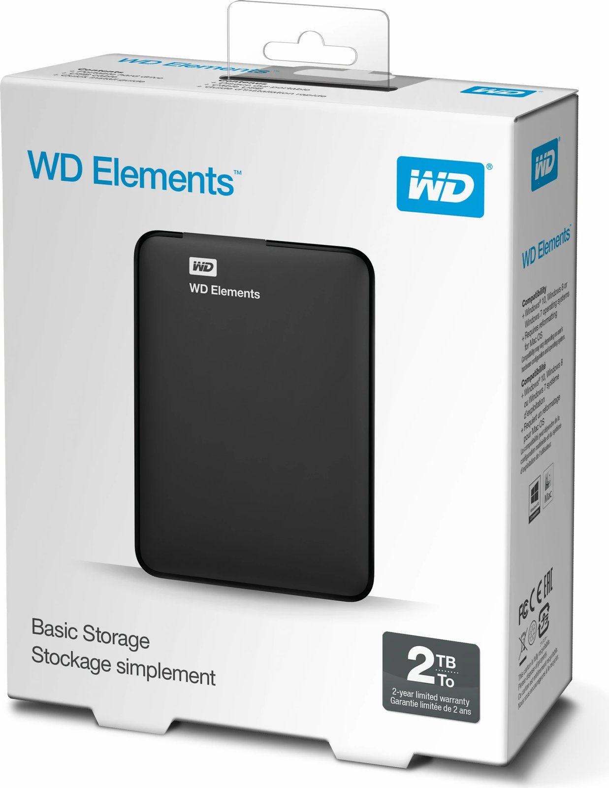 Hard disk portabël Western Digital WD Elements, 2 TB, 2.5", 3.2 Gen 1, i zi