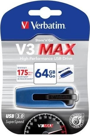 USB Verbatim Store'n Go V3 Max 64GB, e zezë