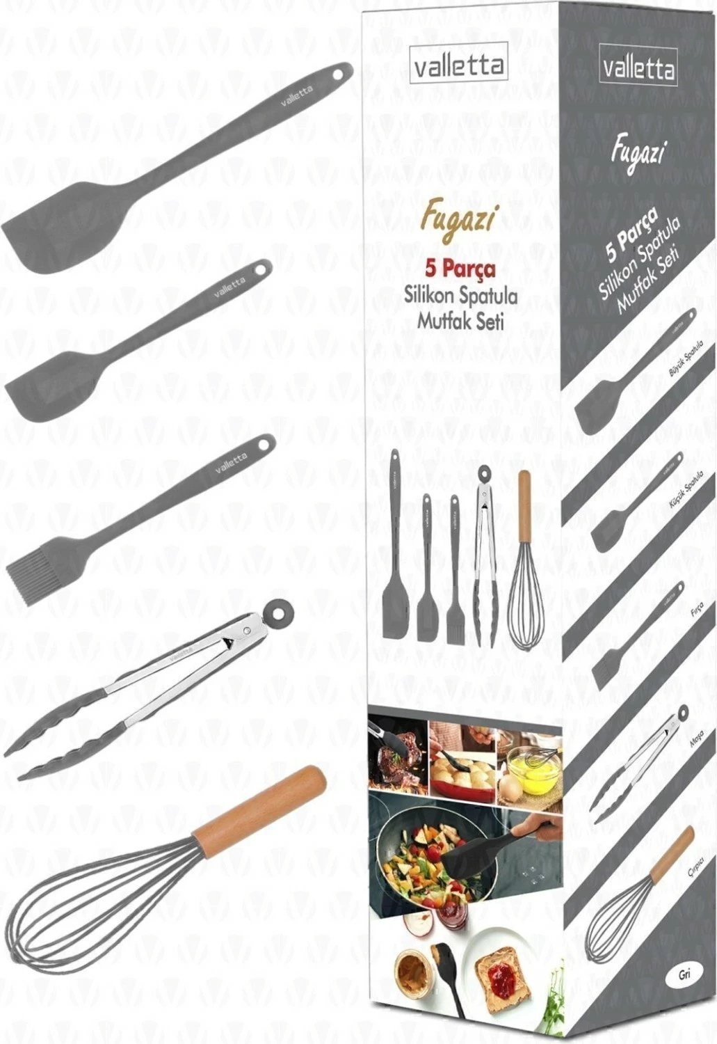 Set spatula silikoni Valletta, 5 pjesë, gri