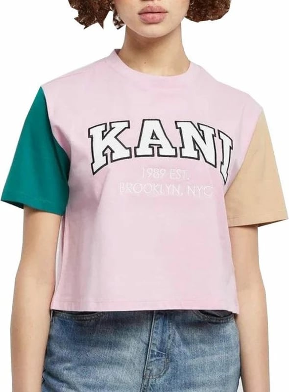 Maicë Karl Kani për Femra, Serif Crop Block Tee W, Rozë dhe Multicolor