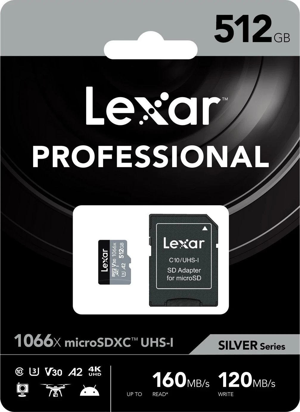 Kartë memorje Lexar 512GB microSDXC, Performancë e Lartë 1066x, UHS-I C10 A2 V30 U4