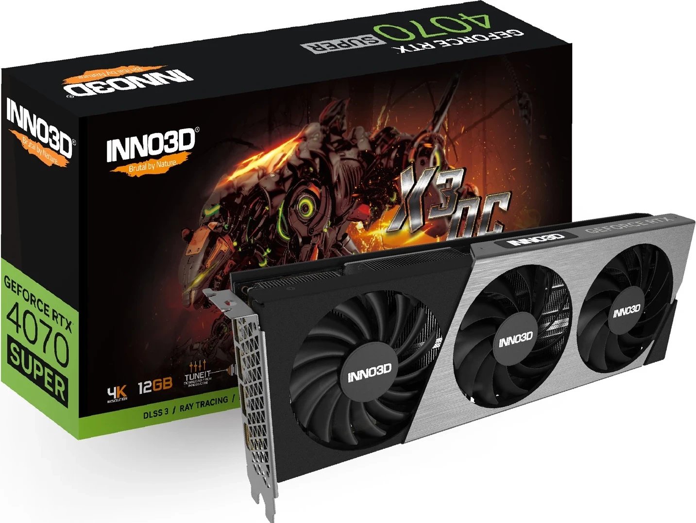 Kartë Grafike Inno3D GEFORCE RTX 4070 SUPER X3 OC, NVIDIA 12 GB GDDR6X, e Zezë