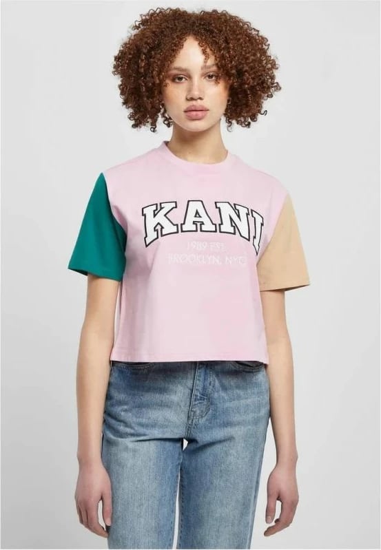 Maicë Karl Kani për Femra, Serif Crop Block Tee W, Rozë dhe Multicolor