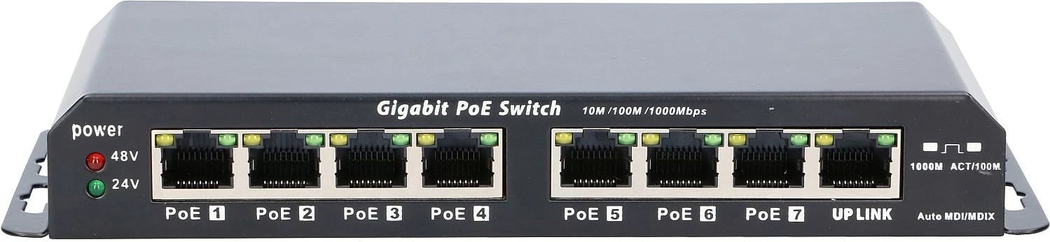 Switch Extralink KRATOS PoE 7x Gigabit, 1x Uplink, 60W, i zi