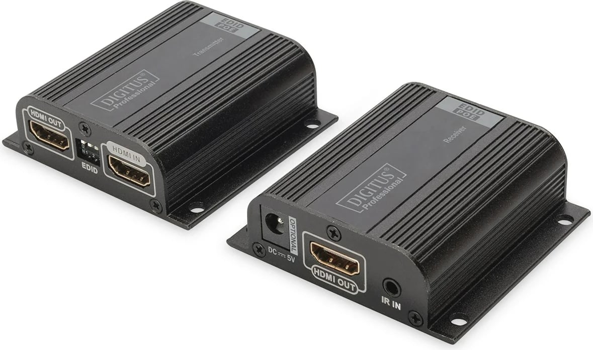 Set HDMI Extender Digitus, AV transmetues dhe pranues, ngjyrë e zezë