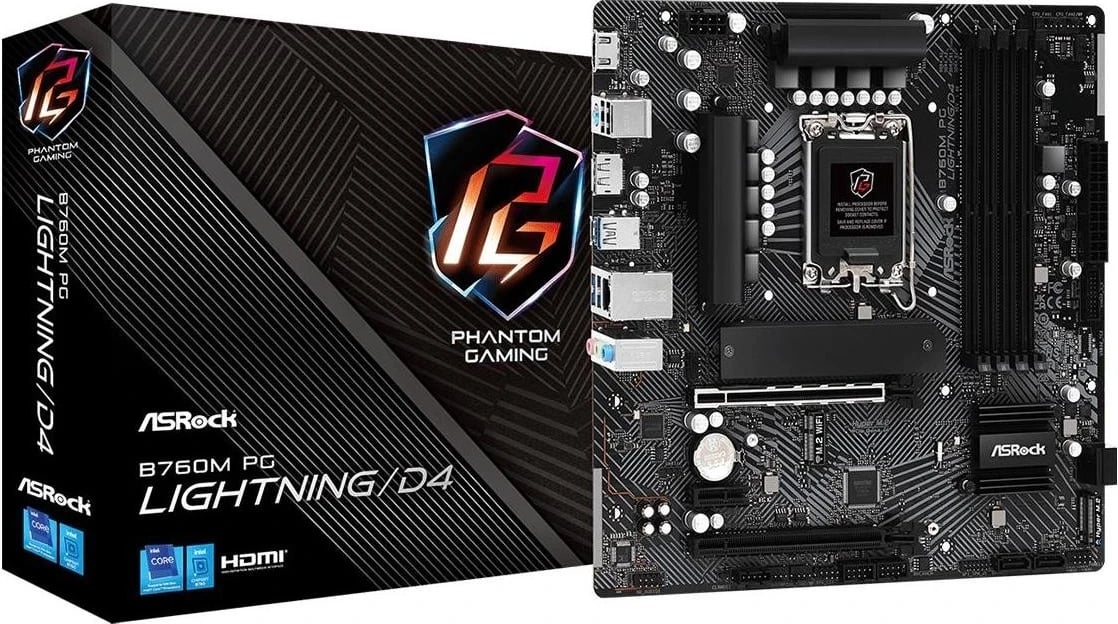 Pllakë amë ASRock B760M PG Lightning/D4, Socket 1700, DDR4