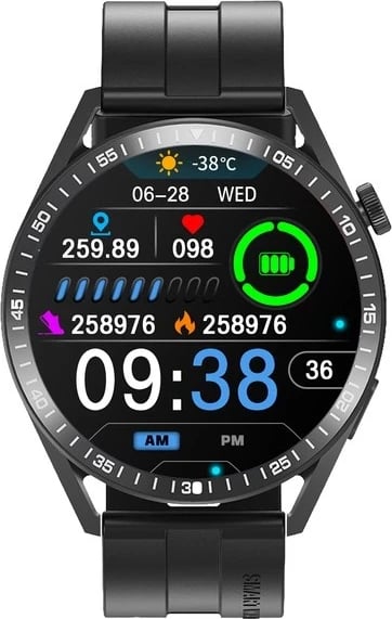 Smartwatch Tracer SM8V Onyx, 1.28", Bluetooth, IP65, e zezë