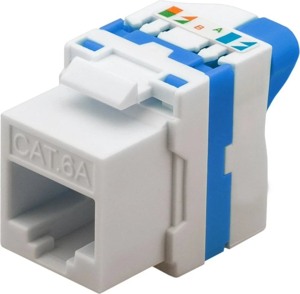 Jack RJ45 Techly CAT 6a KeyStone, pa mbrojtje, i bardhë