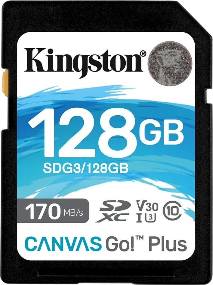 Kartë memorie Kingston 128GB SDXC Canvas Go Plus, e zezë