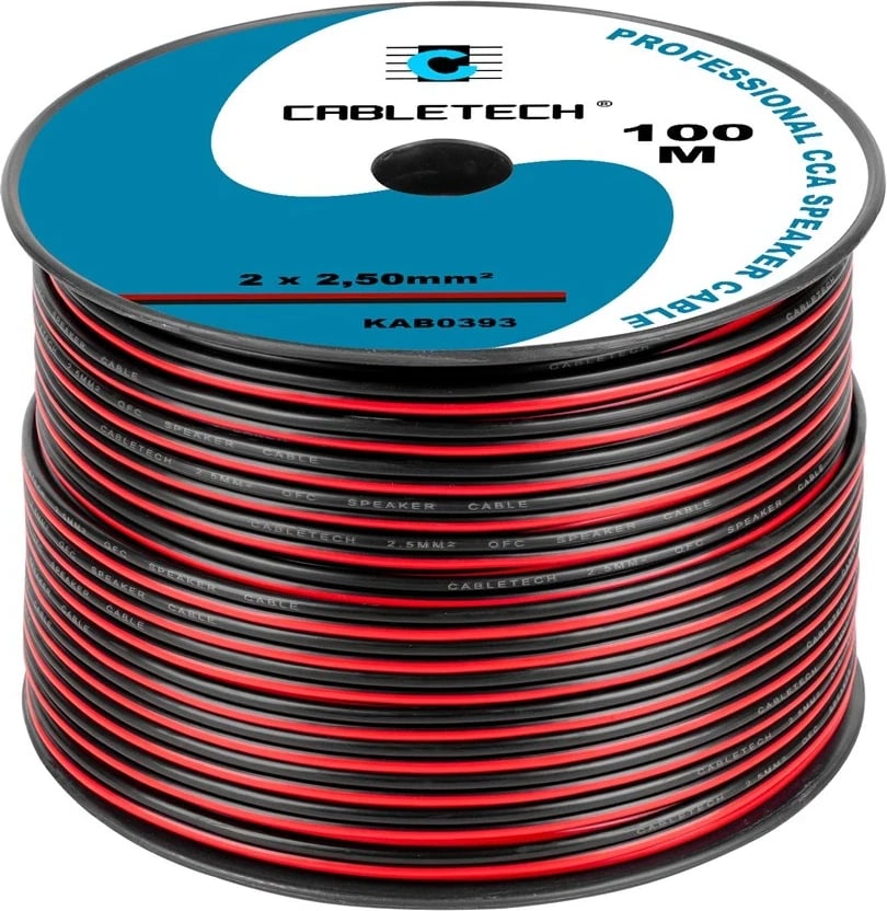 Kabëll për altoparlantë CABLETECH 2.5mm, zi-kuq