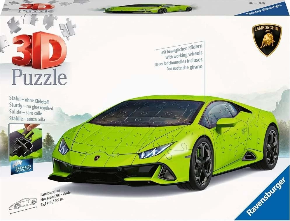 Puzzle 3D Ravensburger Lamborghini Huracán EVO, 156 pjesë, Shumëngjyrësh