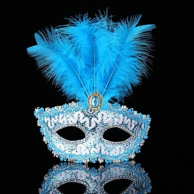 Maskë për party Himarry, me pupla të kaltra
