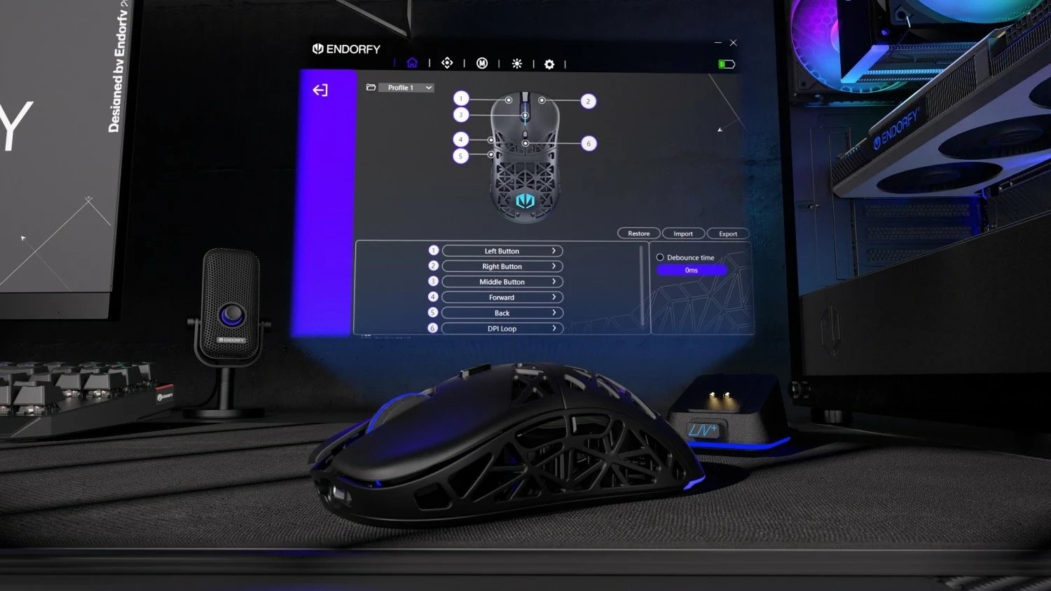 Maus Endorfy LIV Plus Wireless, RGB, 26000 DPI, i zi