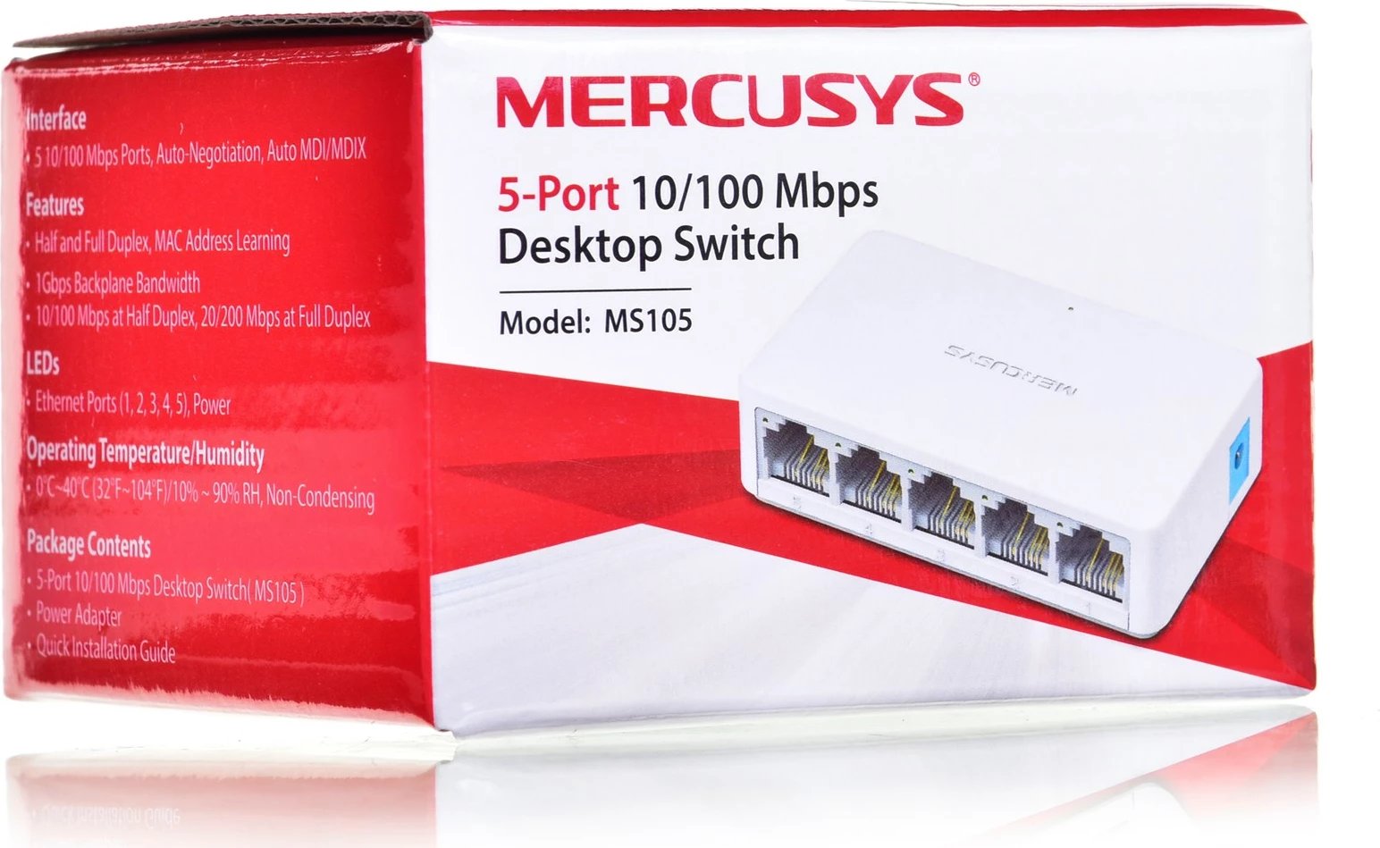 Switch Mercusys, 5 porte, 10/100 MB/s, i bardhë