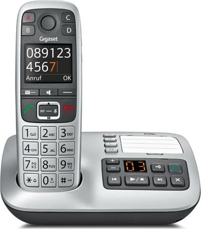 Telefon Gigaset E560A, DECT, pa tela, 200 kontakte, ID thirrësit, i zi, argjendtë