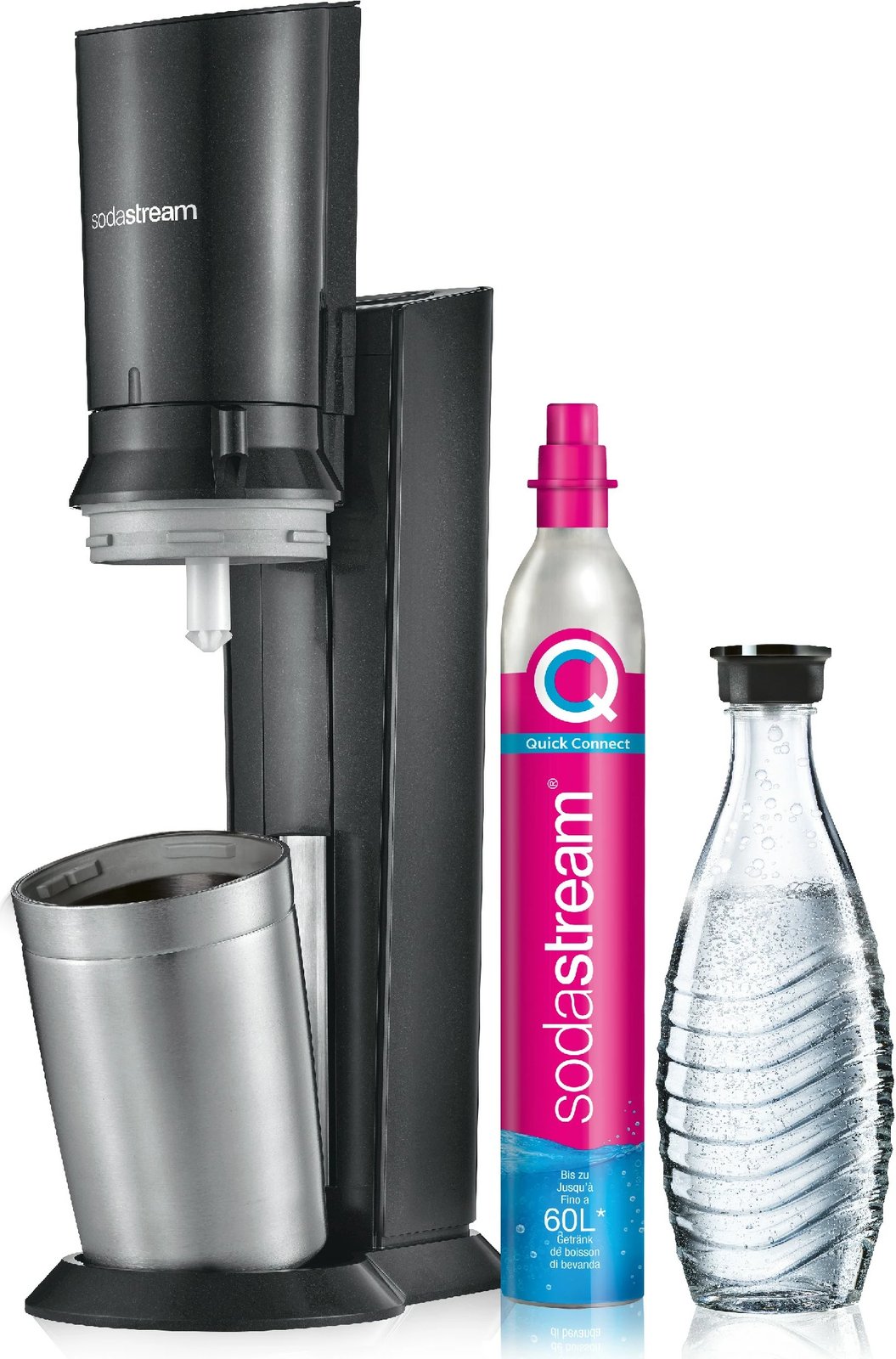 SodaStream Crystal 3.0, Metal, Stainless steel, Black, 0.615 L