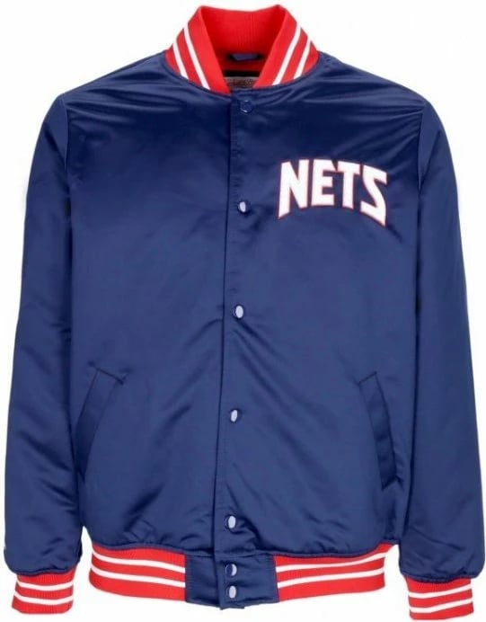 Xhaketë për Meshkuj Mitchell & Ness NBA Heavyweight Satin New Jersey Nets, Blu Marin