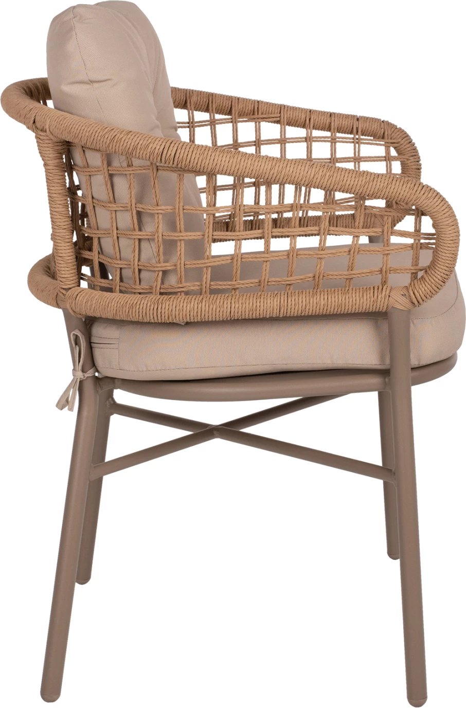 Karrige alumini mocha profesionale rattan & jastëkë bezhë FH5863.02 60x56x84 cm.