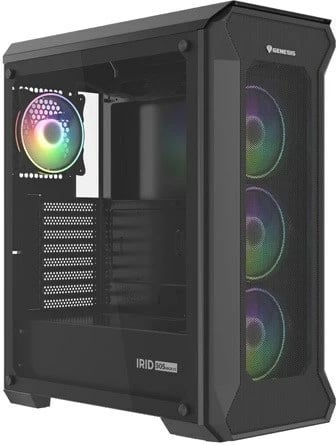 Kasë GENESIS Irid 505 ARGB, MIDI Tower, USB 3.0, E zezë