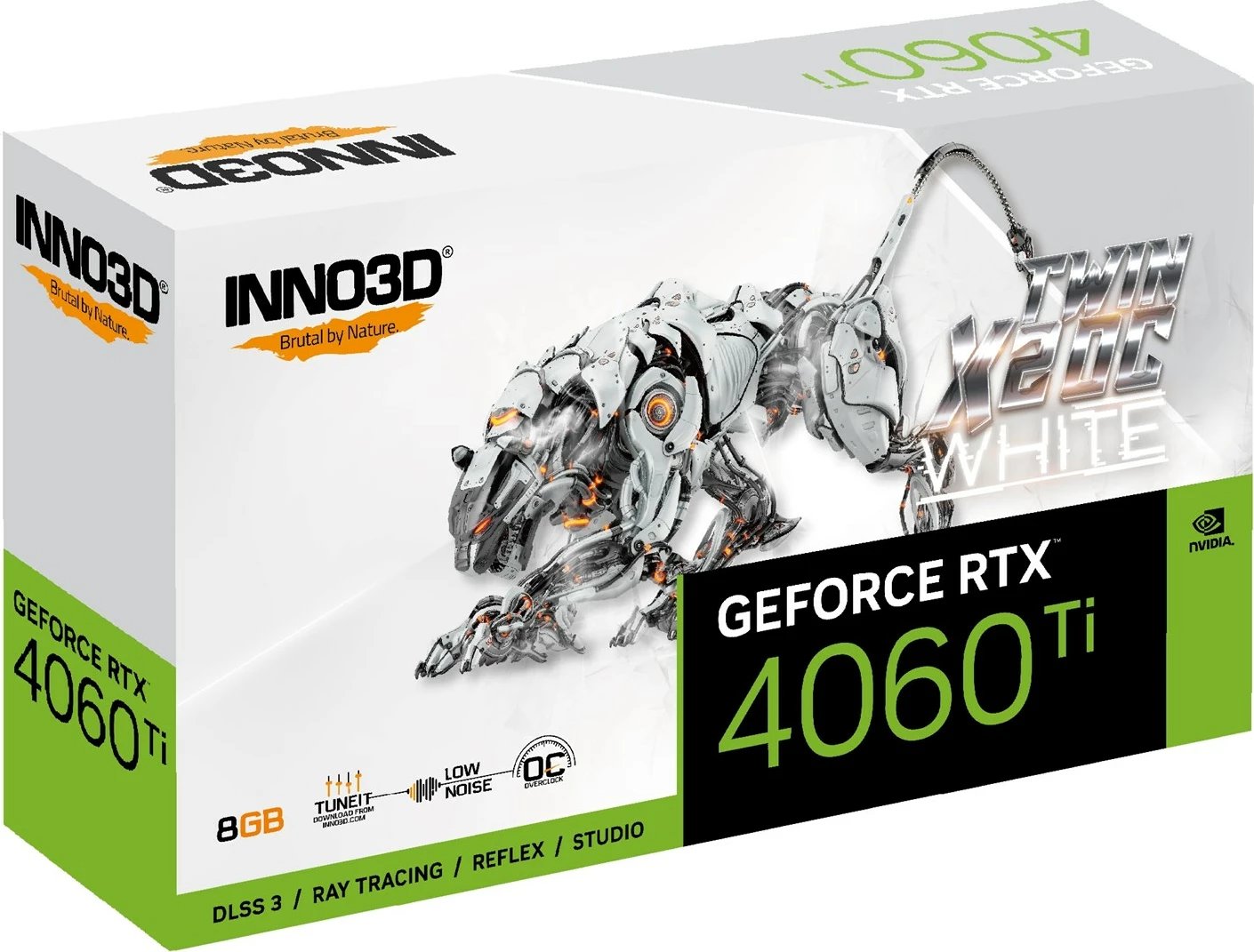 Kartë Grafike INNO3D Geforce RTX 4060 TI TWIN X2 OC WH, NVIDIA 8 GB GDDR6, e bardhë