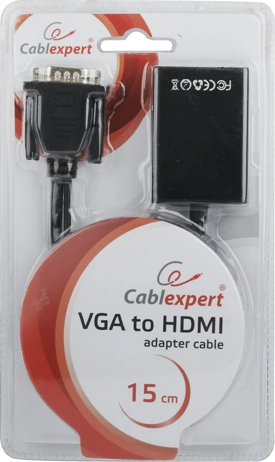 Konvertues Gembird A-VGA-HDMI-01, tipi-A, 0.15m, i zi 