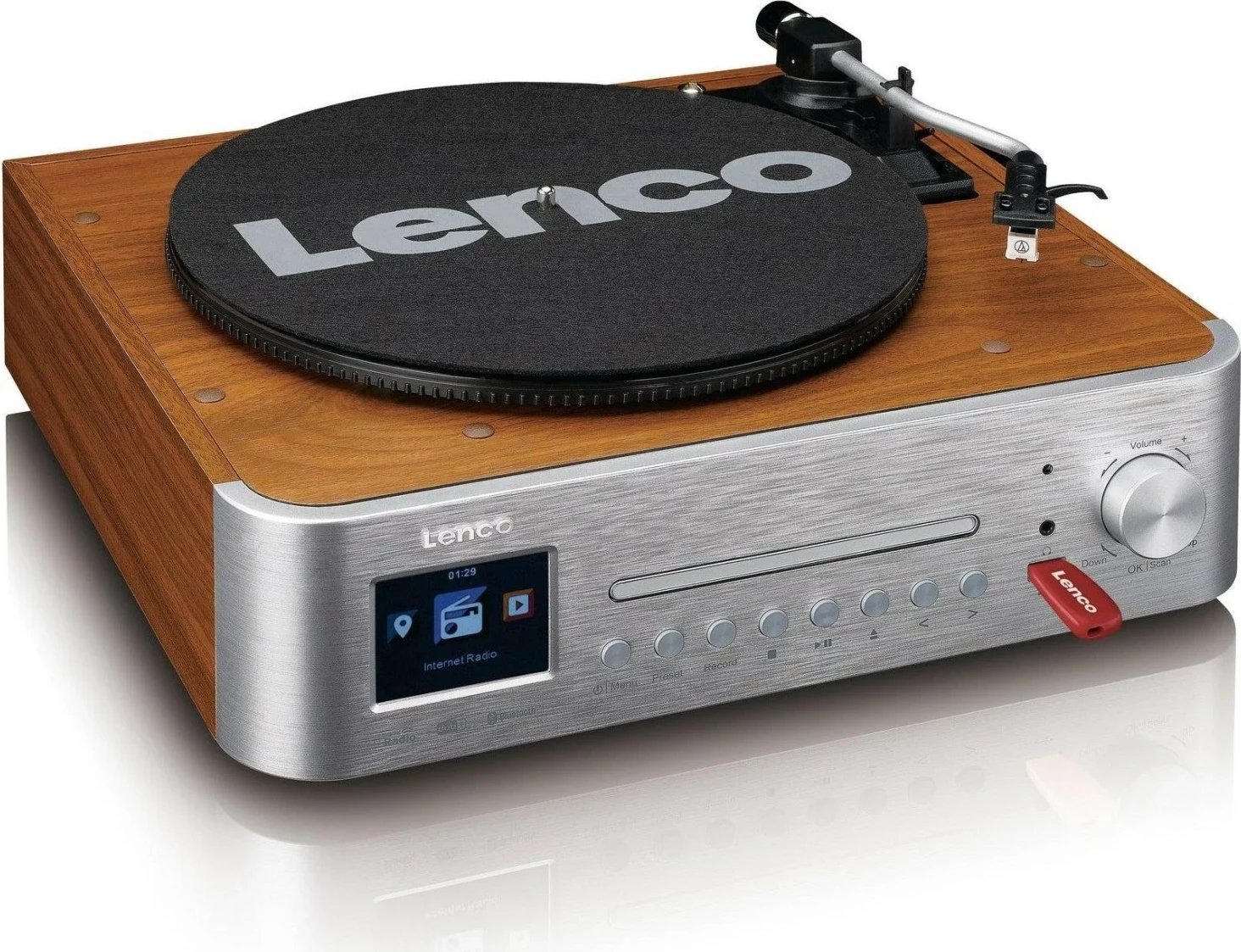 Sistem audio Lenco MC-660, Bluetooth, Wi-Fi, ngjyrë zezë-kafe