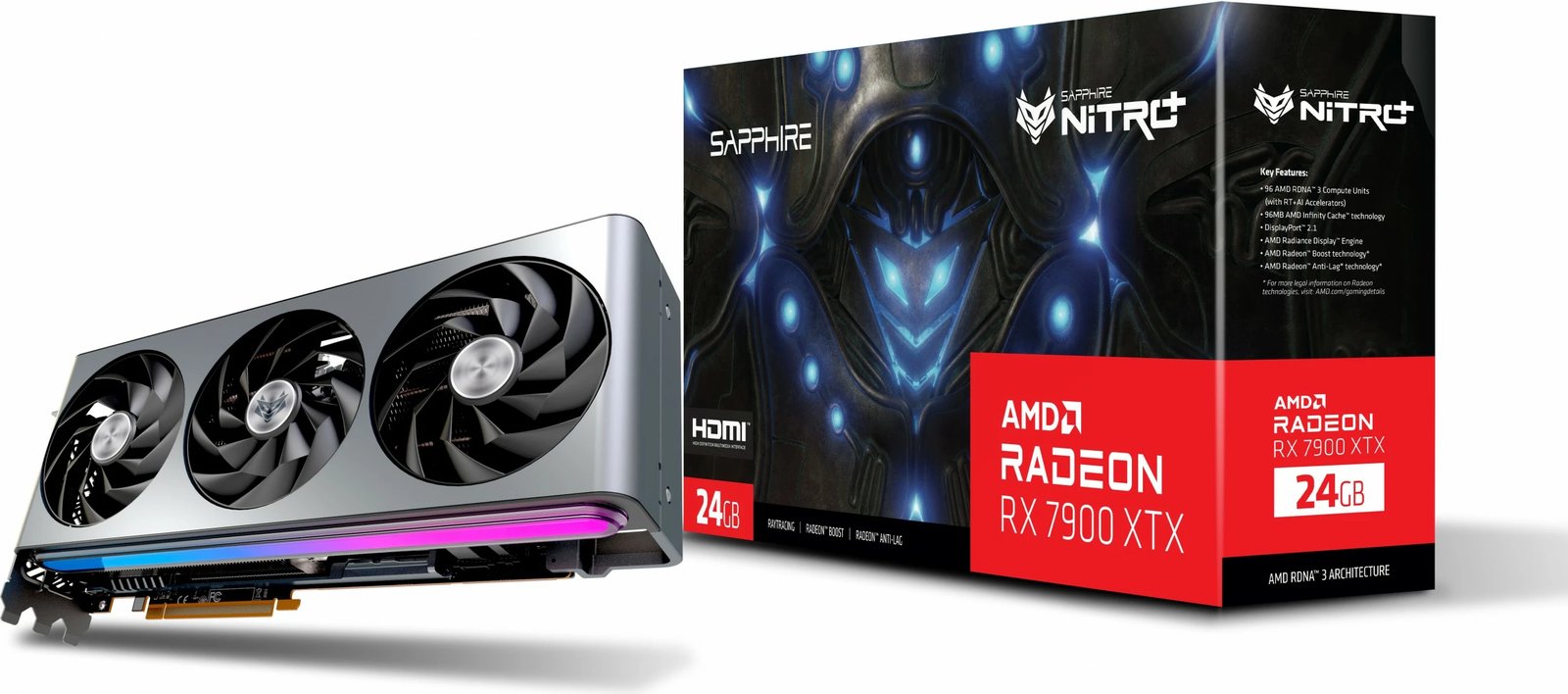 Kartelë grafike Sapphire NITRO+ Radeon RX 7900 XTX Vapor-X, 24 GB, GDDR6, PCI Express x16 4.0, argjendtë