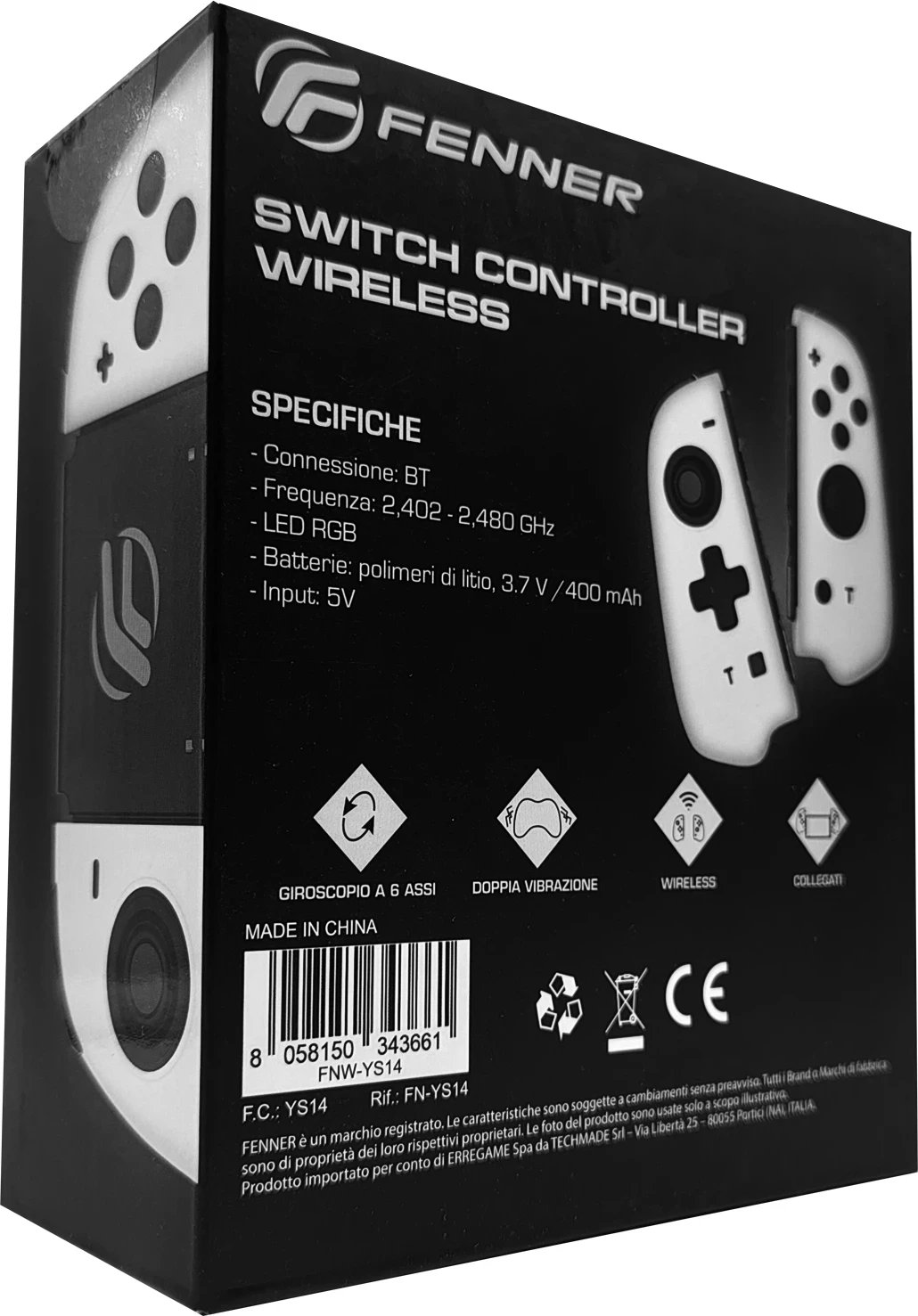 Kontroller Fenner Tech JoyCon Wireless Switch Bardhë